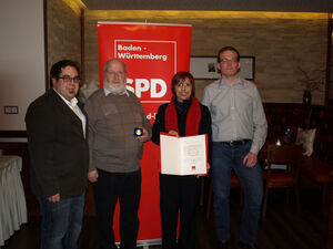 v.l.n.r. Alexander Maute, Hansjörg Kern, Bundestagskandidatin Stella Kirgiane-Efremidis, Manuel Schmoll