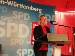 Verena Bentele spricht auf dem SPD-Neujahrsempfang